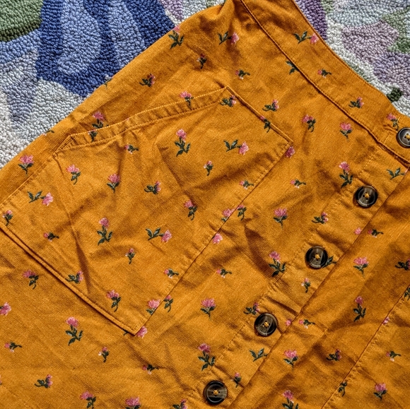 Corduroy Floral Mini Skirt Honeycore Garden Hipster Grunge Cottagecore - Picture 9 of 14